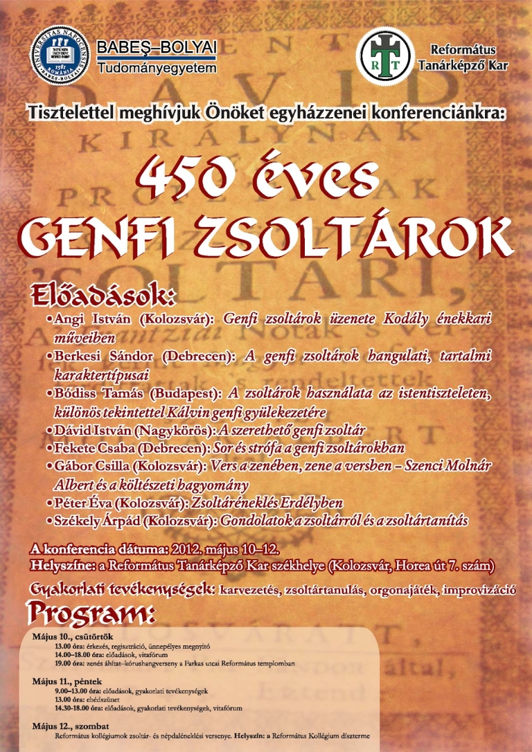 450 éves Genfi Zsoltárok konferencia2012 május 10-12